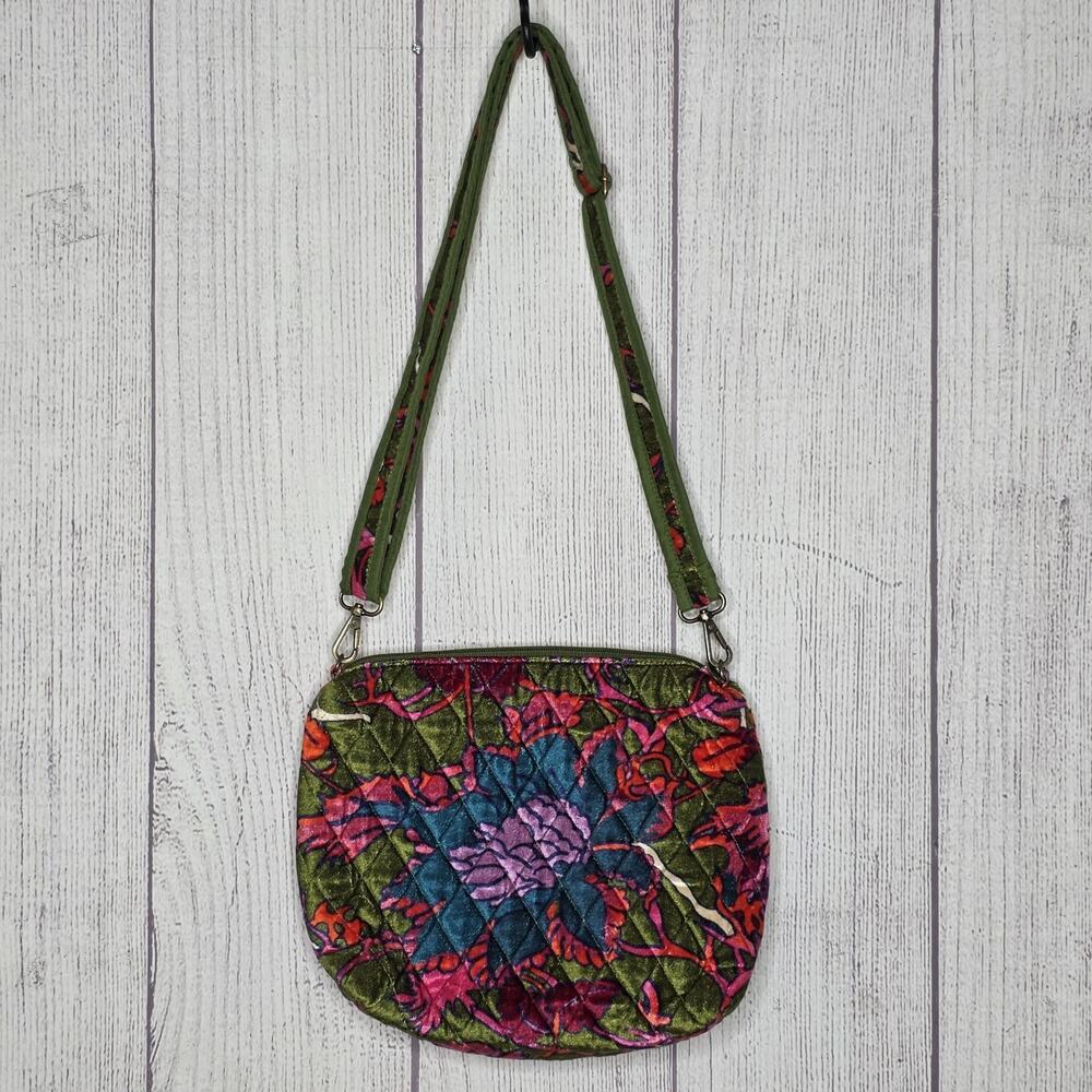 Panache Apparel Velvet Floral Crossbody Bag Quilted Boho Jewel Tone Purse